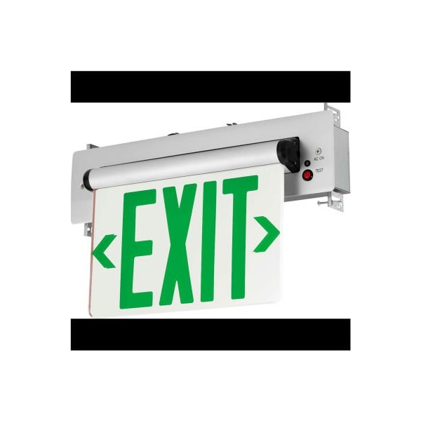 Hubbell Lighting Hubbell LED Edge-Lit Exit, Double-Face, Green Letters, Recessed Mount, w/ Battery Back-up CELR2GNE - main